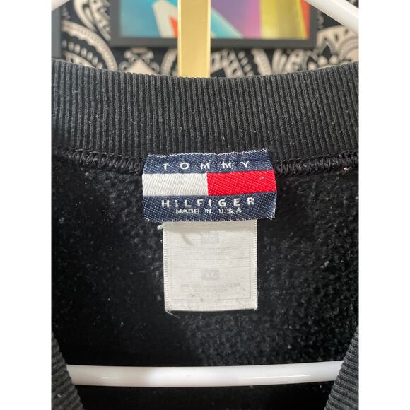 Vintage 90s Tommy Hilfiger Black Crewneck Sweater Charcoal Gray XL Made In USA - Picture 6 of 8